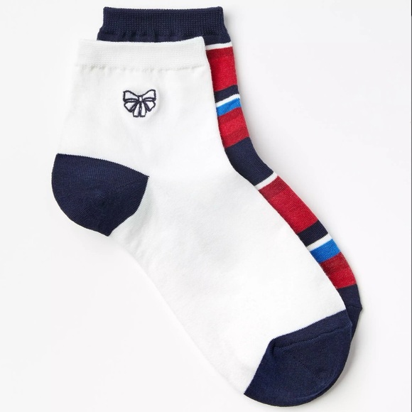 Loft 2-Pack Bow & Rugby Stripe Ankle Socks - Picture 1 of 4